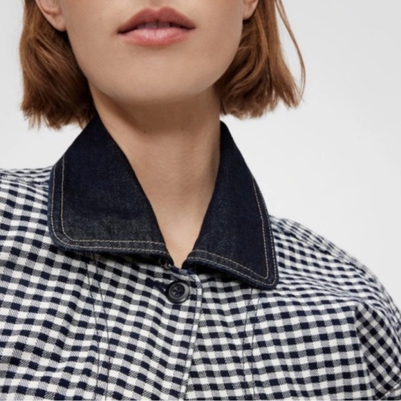 Chic Black and White Checkered Jean Jacket - Picture 2 of 8